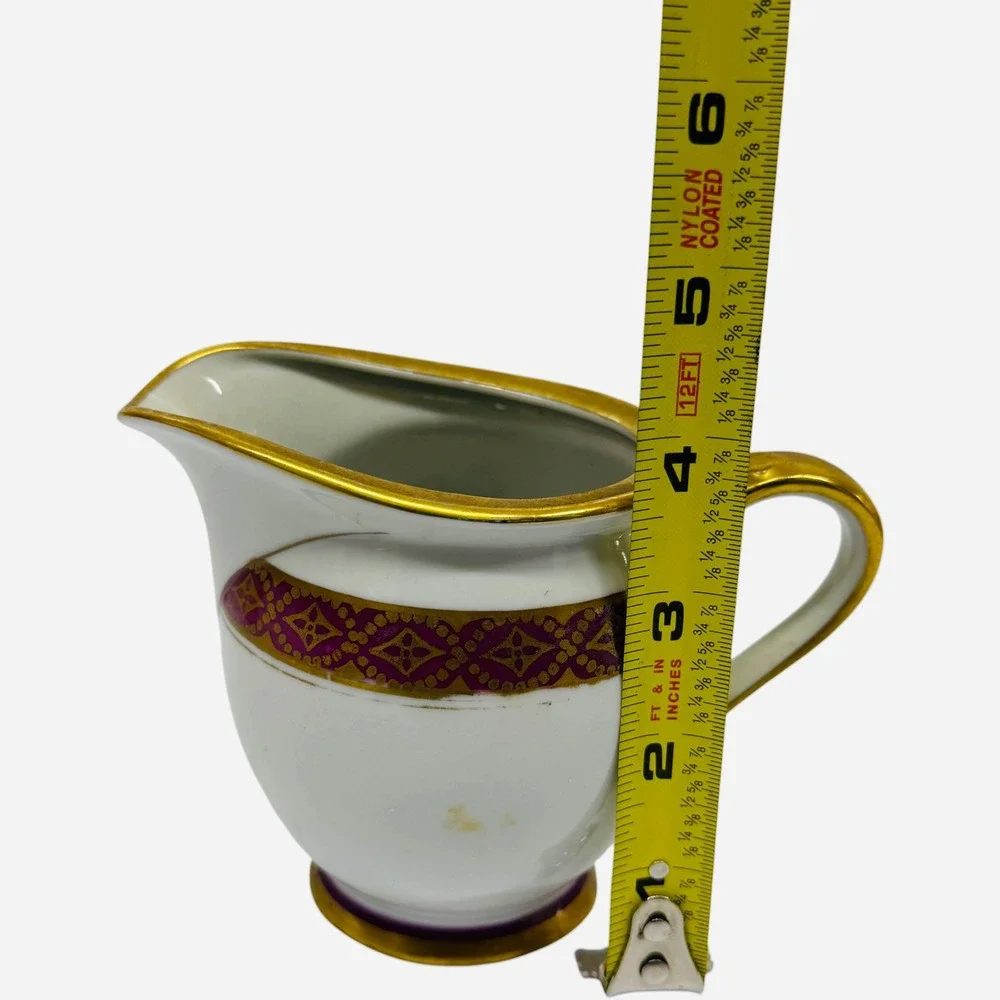 PMR Bavaria Germany Tea Set Purple Gold Gilt Teapot Creamer Cups Vintage Good